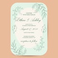 Wedding invitation with cute floral flower pattern frame Royalty Free Stock Photo