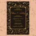 Wedding invitation with cute floral flower pattern frame Royalty Free Stock Photo