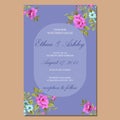 Wedding invitation with cute floral flower pattern frame Royalty Free Stock Photo