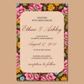 Wedding invitation with cute floral flower pattern frame Royalty Free Stock Photo
