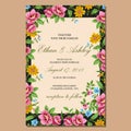 Wedding invitation with cute floral flower pattern frame Royalty Free Stock Photo