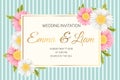 Wedding invitation daisy aster chamomile flowers Royalty Free Stock Photo