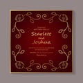 Invitation design with golden floral borders on a red background Royalty Free Stock Photo