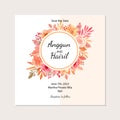 Wedding Invitation Design with Hand Painted Watercolor Floral Wreath and Two Tone Backgorund Royalty Free Stock Photo