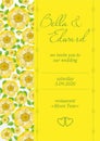 Wedding invitation with floral design. Yellow flowers at a wedding invitation. Bright design wedding invitation. Yellow wedding in Royalty Free Stock Photo