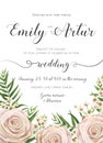 Wedding Invitation, floral invite card Design with creamy white Royalty Free Stock Photo