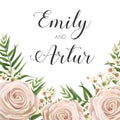 Wedding Invitation, floral invite card Design with creamy white Royalty Free Stock Photo