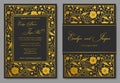 Wedding Invitation, floral invite card Design with golden foil b