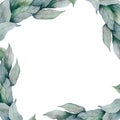 Wedding Invitation, floral invite card Design: green fern leaves greenery, forest foliage decorative rhombus frame print Royalty Free Stock Photo