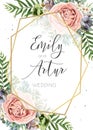 Wedding Invitation, floral invite, save the date card vector Design. Watercolor Peach lavender pink garden