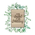 Wedding Invitation In Frame Of Wooden