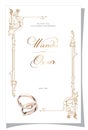 Wedding invitation with gold frame in art nouveau style Royalty Free Stock Photo