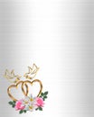 Wedding Invitation gold heart and doves