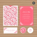 Wedding invitation or greeting card with floral ornament. Paper Royalty Free Stock Photo