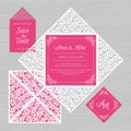 Wedding invitation or greeting card with floral ornament. Paper Royalty Free Stock Photo