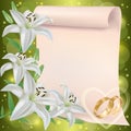 Wedding invitation or greeting card with lily