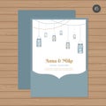 Wedding invitation or greeting card with mason jar. Vector