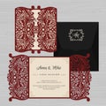 Wedding invitation or greeting card with vintage ornament. Paper Royalty Free Stock Photo