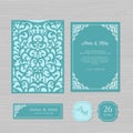 Wedding invitation or greeting card with vintage ornament. Paper Royalty Free Stock Photo