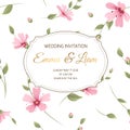 Wedding invitation gypsophila floral banner card