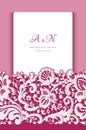 Wedding invitation with lace border pattern Royalty Free Stock Photo