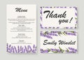 Wedding invitation with lavender. elegant vector illustration