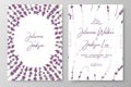 Wedding invitation with lavenders. Cards templates for save the date, thank you card, wedding invites, menu, flyer, background, gr