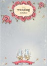 Wedding invitation with a picture of wedding glasses