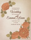 Wedding invitation rose peony flowers Royalty Free Stock Photo