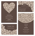 Wedding Invitation, with rsvp, save the date and thank you card. Royalty Free Stock Photo