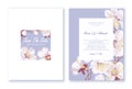 Save the Date, wedding invitation set with sakura flowers. Royalty Free Stock Photo