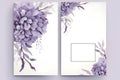 Wedding Invitation, save the date, thank you, RSVP card Design template. Vector. Purple hydrangea flowers, olive leaves Royalty Free Stock Photo