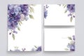 Wedding Invitation, save the date, thank you, RSVP card Design template. Vector. Purple hydrangea flowers, olive leaves Royalty Free Stock Photo