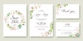 Wedding Invitation, save the date, thank you, rsvp card Design template. Vector. Summer pink flower. Royalty Free Stock Photo