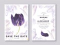 Two minimalist card templates with vector realistic tulip flowers.