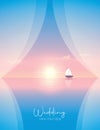 wedding invitation seascape and sailboat at sunset Royalty Free Stock Photo