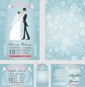 Wedding invitation set.Bride,groom.Winter Royalty Free Stock Photo