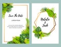 Wedding invitation set with exotic leaves