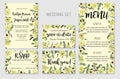 Wedding Invitation set, floral invite, thank you, rsvp card Design. Forest leaf, fern, branches, buxus, eucalyptus. Flowers Royalty Free Stock Photo