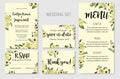 Wedding Invitation set, floral invite, thank you, rsvp card Design. Forest leaf, fern, branches, buxus, eucalyptus. Flowers Royalty Free Stock Photo