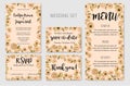 Wedding Invitation set, floral invite, thank you, rsvp card design. Eucalyptus, forest fern, herbs, eucalyptus, branches boxwood, Royalty Free Stock Photo