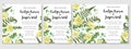 Wedding Invitation set, flowers of yellow dahlia, fern leaves gr