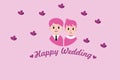 Wedding Invitation Template with avatar cartoon.