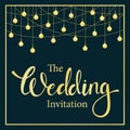 Wedding Invitation template with hanging bulbs