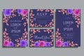 Wedding invitation template with purple and pink flowers and leaves Royalty Free Stock Photo
