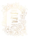 Wedding invitation template rose peony narcissus Royalty Free Stock Photo