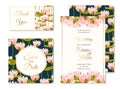Wedding invitation template set water lilly flower