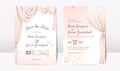 Wedding invitation template set with watercolor arch and abstract decoration. Elegant card design concept