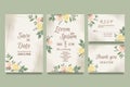 Wedding invitation template with yellow and pink roses and leaves Royalty Free Stock Photo