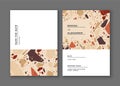 Minimalist postcards with terrazzo flooring texture in restrained colors